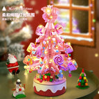 Lele brothers 9017 crystal pink rose christmas tree lighting version + music box + gift bag