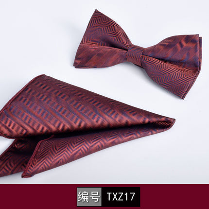 Bow tie square men's two-piece wine red series new spot business executive professional style groom wedding