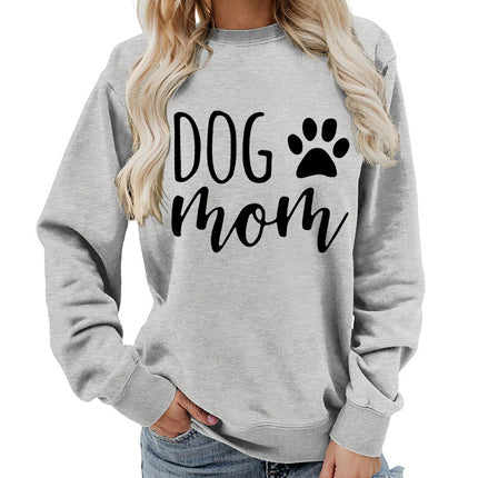 Dog mom printed round neck women's jacket vests foreign trade supply autumn and winter coat casual loose European code cross-border