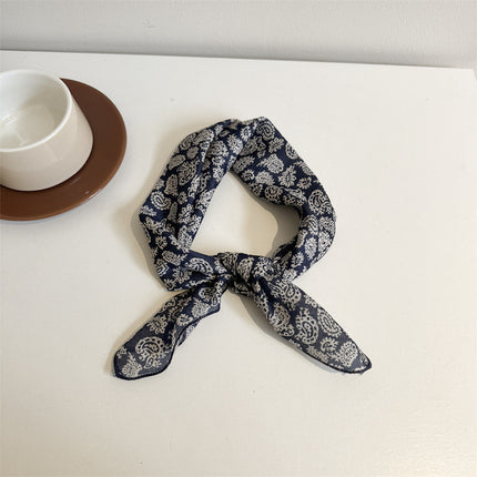 White Color Silk Scarf Printed High-grade All-match Accessories Neck Women's 2025 New Headband Tie Long Scarf