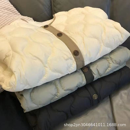 Light Down Cotton-padded Jacket Women's Short 2024 Winter Clothes New Style Socialite Round Neck Chanel Style Cotton Warm Top