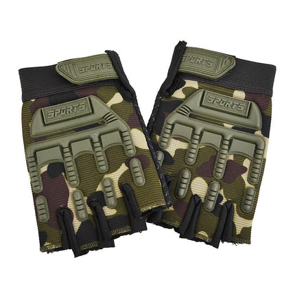 Children's Protective Anti-Slip Combat Half-Finger Sports Gloves Adult Parent-Child Tactical Gloves Outdoor Cycling and Mountaineering