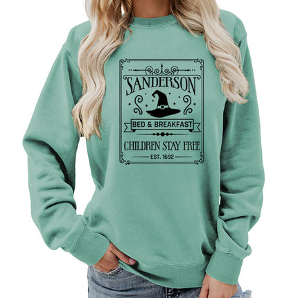 Sanderson Bed Breakfast Printed Round Neck Women's Top Sweatshirt Autumn and Winter Amazon Loose