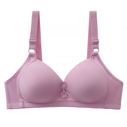 Cross-border plus size thin smooth bra without steel ring gathered three-breasted middle-aged and elderly mother bra underwear