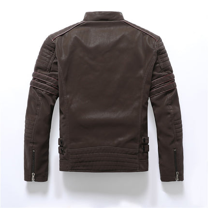 Factory Direct Sales men's autumn and winter frosted leather clothing fashion slim brushed PU jacket motorcycle fashion brand Slim jacket