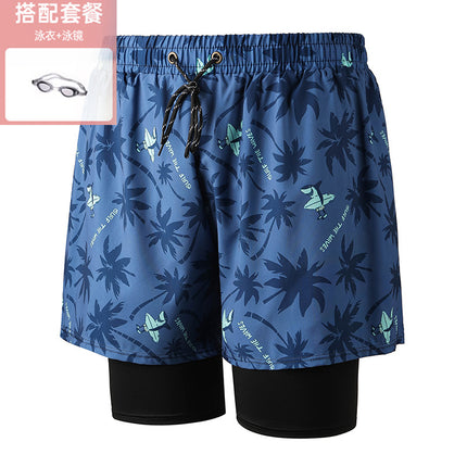 Anti-Embarrassment Men's Swimming Trunks Set Sun Protection Boys Swimming Equipment Swimming Trunks Loose Large Size Beach Trunks Swimming Trunks