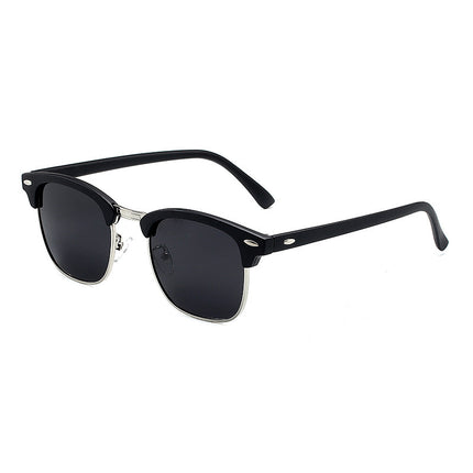Classic sunglasses retro rice nail half frame sunglasses fashion color film reflective glasses cross-border manufacturers wholesale