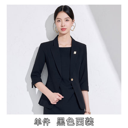 Pink High-End Three-Quarter Sleeve Blazer Women's Pants Dress Business Attire Two-Piece Suit High-End Elegant Trendy
