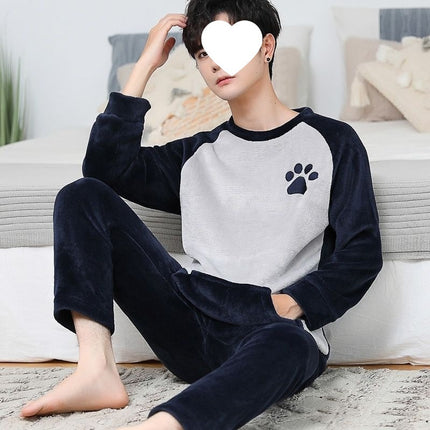 Carefully Selected Men's Winter Pajamas, Fleece-Lined and Thickeneded Suit, Flannel, Warm and Wearable, Cartoon Cute Men's Winter Home
