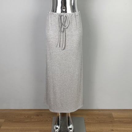 South Korea's Dongdaemun Versatile High-Waisted Lace-Up Figure-Showing Sexy Sexy Pure Lust Style Hip-Hugging Skirt Long Skirt for Women
