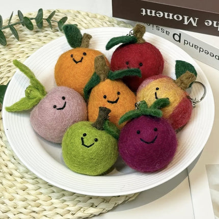 Nepalese Handmade Wool Felt Finished Vegetable and Fruit Bag Pendant Cute Bread Keychain Creative Decoration