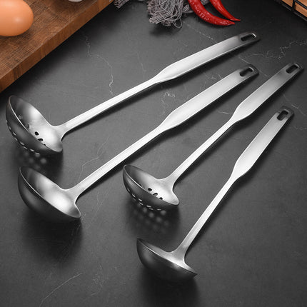 304 Stainless Steel Soup Spoon Hot Pot Colander Household Thickened Large Spoon Long Handle Porridge Spoon Porridge Spoon Drinking Soup Spoon