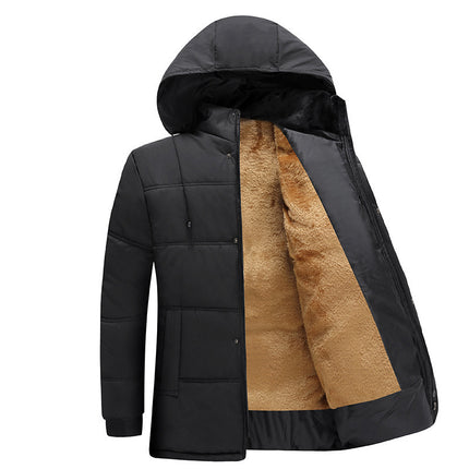 Cross-Border Foreign Trade Volume Winter New Men's Fashion Trendy Dad's Wear Middle-Aged Hooded Thickened Cotton Jacket