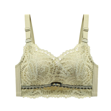 Thickened Intimates for Women with Small Breasts, Push-Up and Enlargement, Steamed Bun Cup Bra, Comfortable Side-Retractable, Non-Magnetic, Wire-Free Adjustable Bra