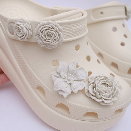 Puff Bouquet Style Clog Shoe Accessories Compatible with Cross Shoes Floral Decoration Linen Cloud Flower Shoe Buckle Set