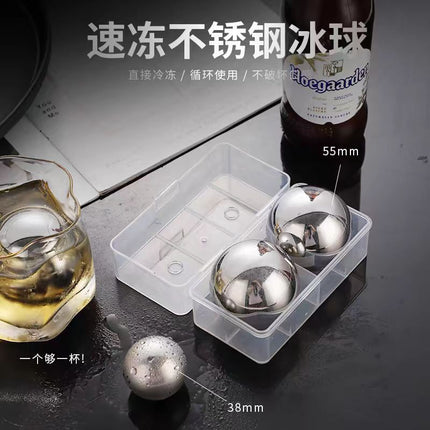 304 stainless steel ice hockey bar whisky coke beer ice wine stone stainless steel ice cube round stainless steel ball