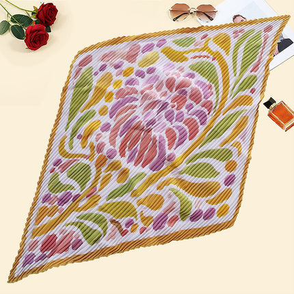 New wrinkled small square scarf female Korean imitation silk printed wrinkled small scarf Joker scarf decorative scarf wholesale
