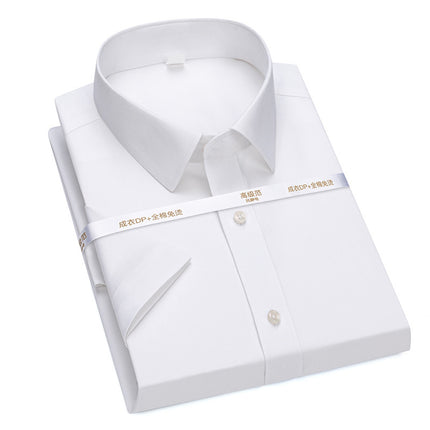 High Luxury 140 Three-strand Pure Cotton Non-ironing Shirt Men's DP Readymade Garment Wrinkle-resistant Solid Color Business Men's Formalest Shirt Men