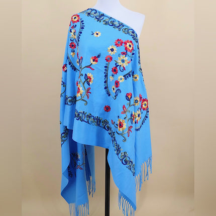 Ethnic Style Border Cashew Embroider Flower 300g Scarf Imitation Cashmere Gift Shawl Travel Cloak Warm Shawl