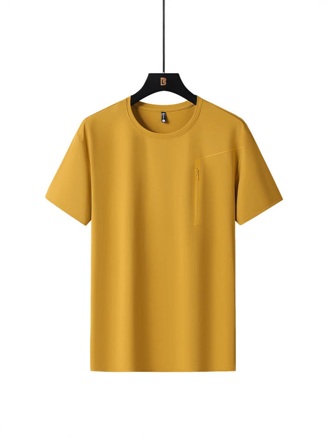 Ice Silk Short-sleeved T-shirt Men's and Women's 2025 New Summer Men's and Women's Thin Elastic Breathable Sports Quick-drying Clothes Cool T-shirt