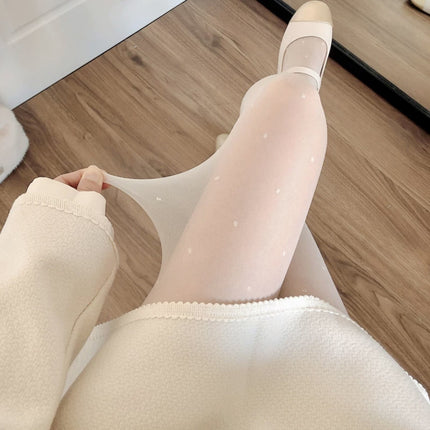 Women's Sheer Pantyhose for Spring and Autumn, Thin White Polka Dot Skin-Friendly Anti-Snag Seamless 0D Ultra-Transparent Pineapple Pantyhose Wholesale