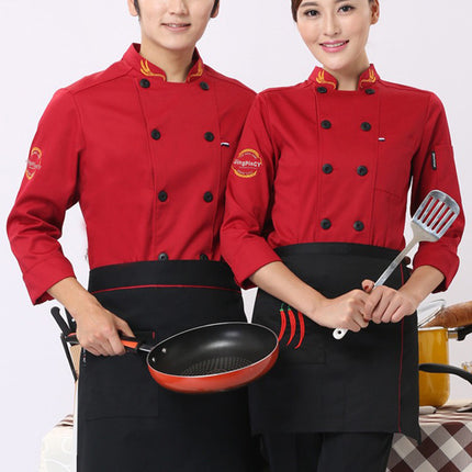 Chef Work Clothes Long Sleeve Men's Autumn and Winter Clothes Hotel Restaurant Catering Chef Clothes Short Sleeve Women's Rear Kitchen Tooling Top