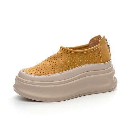 Women's Thick-Soled Sneakers 2026 Spring/Summer New Trendy Versatile Hollow Breathable Popular Style Casual Shoes for Petite Individuals