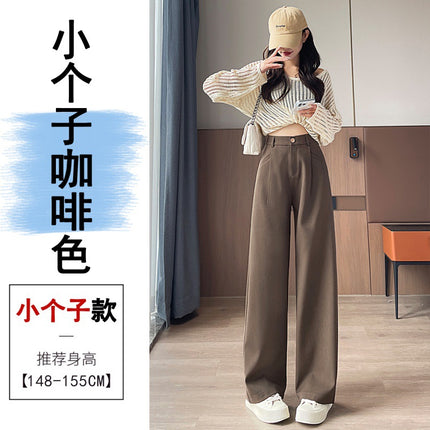Women's Long Angora Red Wide Leg Pants for Autumn 2024 New Narrow Dress Pants High Waist Casual Pants for Women