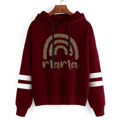 Amazon AliExpress ebay cross-border rainbow leopard print mama print parallel bars hoodie women's autumn and winter