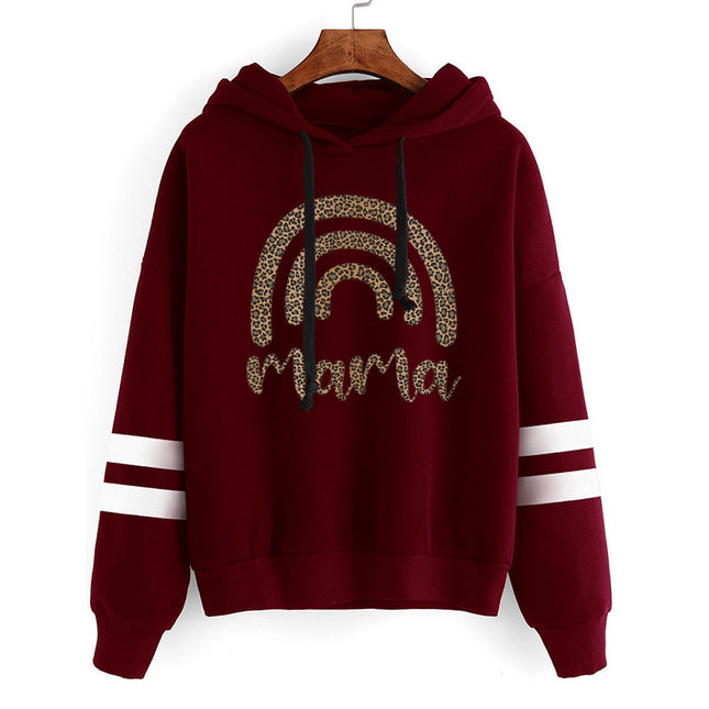 Amazon AliExpress ebay cross-border rainbow leopard print mama print parallel bars hoodie women's autumn and winter