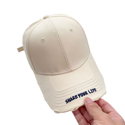 South Korea Simple Embroidered Letter Baseball Cap Women's Spring Korean Style Face Small All-match Sunshade Sunscreen Cap for Men