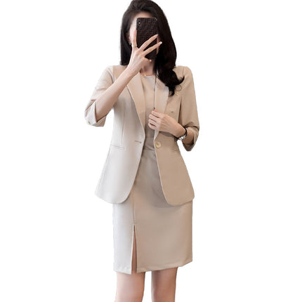 High-end Suit Dress Women's Two-piece Summer Work Clothes Temperament Dress Professional dress Suit Jacket