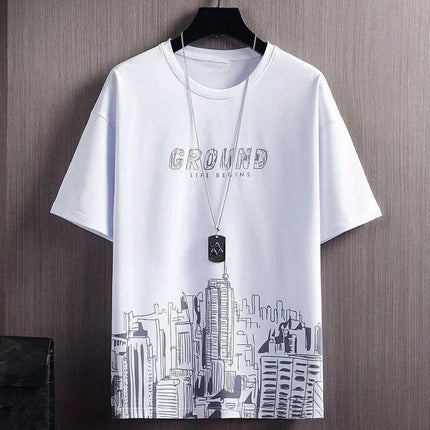 New Quick-drying Ice Silk Gradient suit Men's Short-sleeved T-shirt Summer Casual Shorts Sports Two-piece Handsome Men's Wear