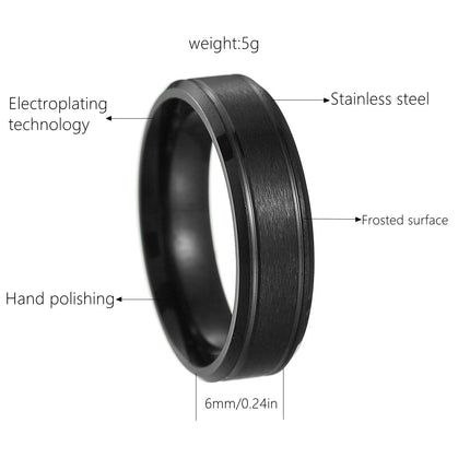 26 Cross-Border Popular Brushed Matte Wedding Rings for Men, 6/8mm Wide, Hot-Selling on Wish and Amazon Independent Sites