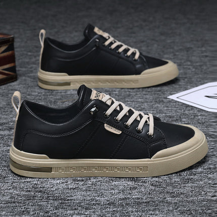 Cross-border Men's Shoes Breathable High-class All-match Slip-on Men's Casual Leather Shoes Sports PU Leather White Shoes