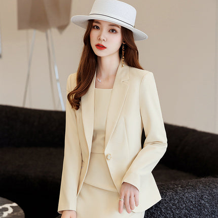 New Blue Suit Jacket Women's Suit dress Dress Two-piece Autumn and Winter Elegant Small Chanel Style Business Wear