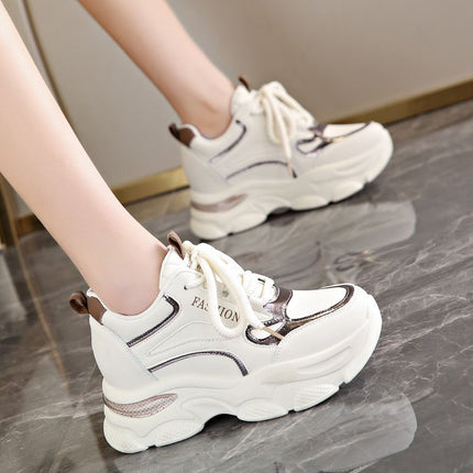 Dad Shoes Spring New Casual Inner Heightening Women's Shoes for Small People Slimming Thick-Soled White Shoes Sports Platform Shoes