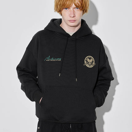 Unf 2024 Autumn and Winter New American Heavyweight 440g Loose Tennis Theme Printed Velvet Hooded Sweatshirt for Men and Women