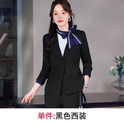 Stewardess Uniform Professional suit Female Spring and Autumn Fashion Front Desk Beautician Work Clothes Female Professional Temperament Suit Dress
