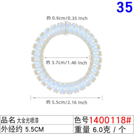Outer Diameter 4cm Black Phone Cord Hair Tie Korean Hair Tie Hair Rope Transparent White Rubber Band Wire Coil Headwear