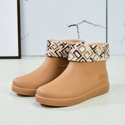 Women's Rain Boots Low-Top Fashion Water Shoes New Non-Slip Rain Boots Durable Kitchen Adult Warm Water Boots Rubber Shoes Wholesale