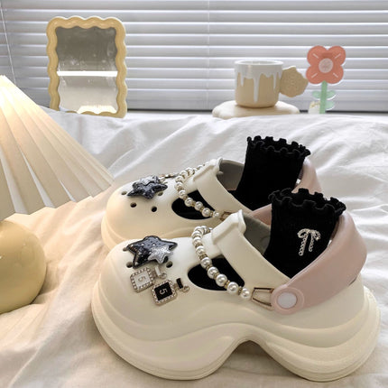 2026 Hot-Selling Women's Summer Sandals with Closed-Toe Design, Non-Slip, Versatile, Stylish, Dirt-Resistant, with Pearl Chain