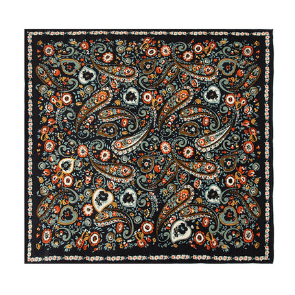 Silk Wool Paisley Floral Wool Scarf, Silk Scarf, Mulberry Silk Square Scarf, New Elegant Women's Necktie for Spring and Summer