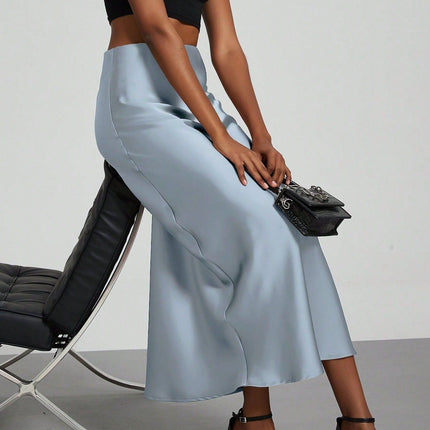 In-Stock Cross-Border Women's Clothing Wholesale European and American Style Elegant Satin Midi Skirt Slimming and Flowy