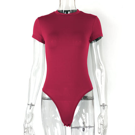 2025 summer new casual women's clothing Europe and the United States cross-border short sleeve jumpsuit foreign trade tight jumpsuit bodysuit