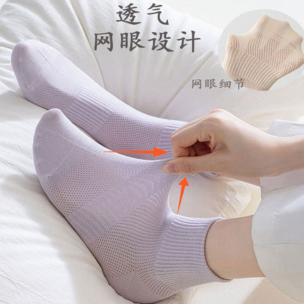 Spring and summer Women's Mid-tube mesh cotton socks antibacterial deodorant breathable waist socks summer thin sports boneless socks