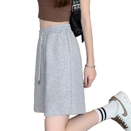 Sports Shorts Women's Summer Thin 2025 New plus size Loose Grey Casual Mid-length Pants Wide Leg 5-length Pants