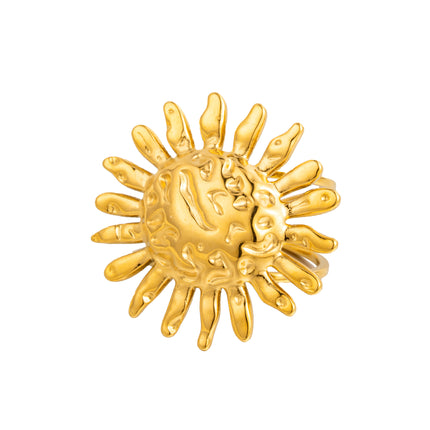 European and American Cross-Border 18K Gold Sunflower Ring, Accessible Luxury Niche Titanium Steel Ring, Fashionable and High-End Jewelry Wholesale
