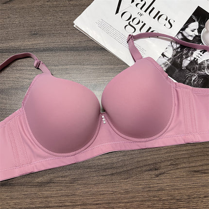 Glossy Seamless Simple Pure Color Versatile Side Breast Adjustable Intimates Large Size Big Breasts Showing Small Push-up Bra