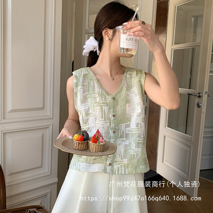 Real shot 2025 spring new women's chic colorful holiday horse clip sling all-match outer vest